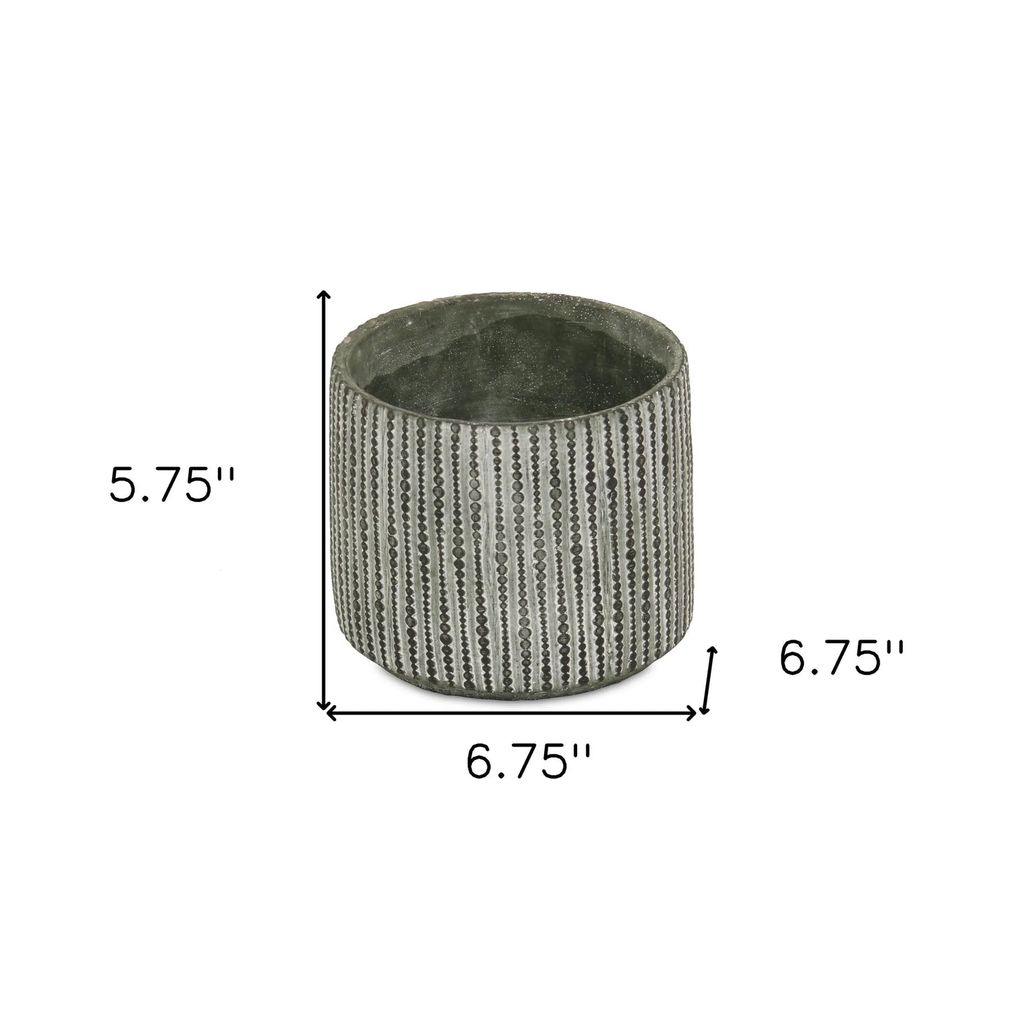 HMS 7\" Eco-Friendly Large Round Planter Gray Dot Cement with Self-Watering Feature