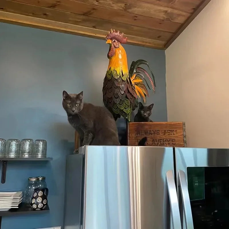 Bring rustic charm and personality to your home or garden with this Metal Iron Rooster Garden Sculpture π