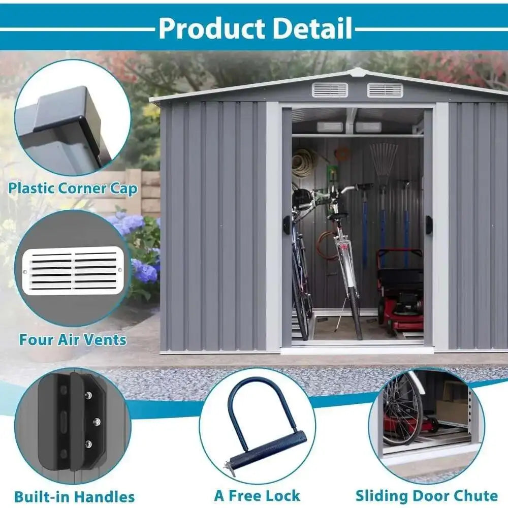 6Ft X 8Ft Metal Storage Shed-Compact and Solid Protection