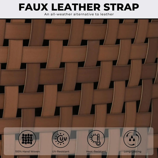 5‑Piece Outdoor Dining Set — Swivel Wicker Chairs + Woodgrain Table