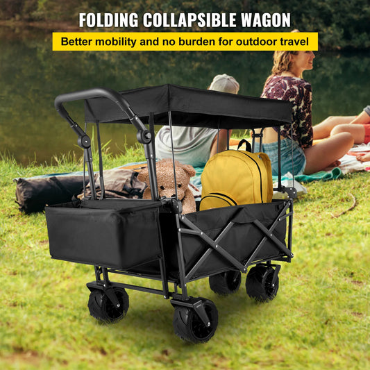This fold-and-go hauler, built tough-220 lb capacity, steel frame strength, and removable fabric liner with shade awning. Ready when you are, no assembly needed.