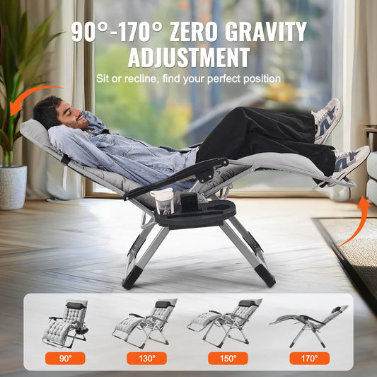 SucceBuy Zero Gravity Chair Zero Gravity Recliner Lounge Chair Adjustable Anti Gravity Chair with Cushion Footrest and Cupholder