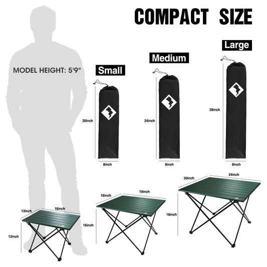 Portable Camping Side Table, Ultralight Aluminum Folding Table with Carry Bag