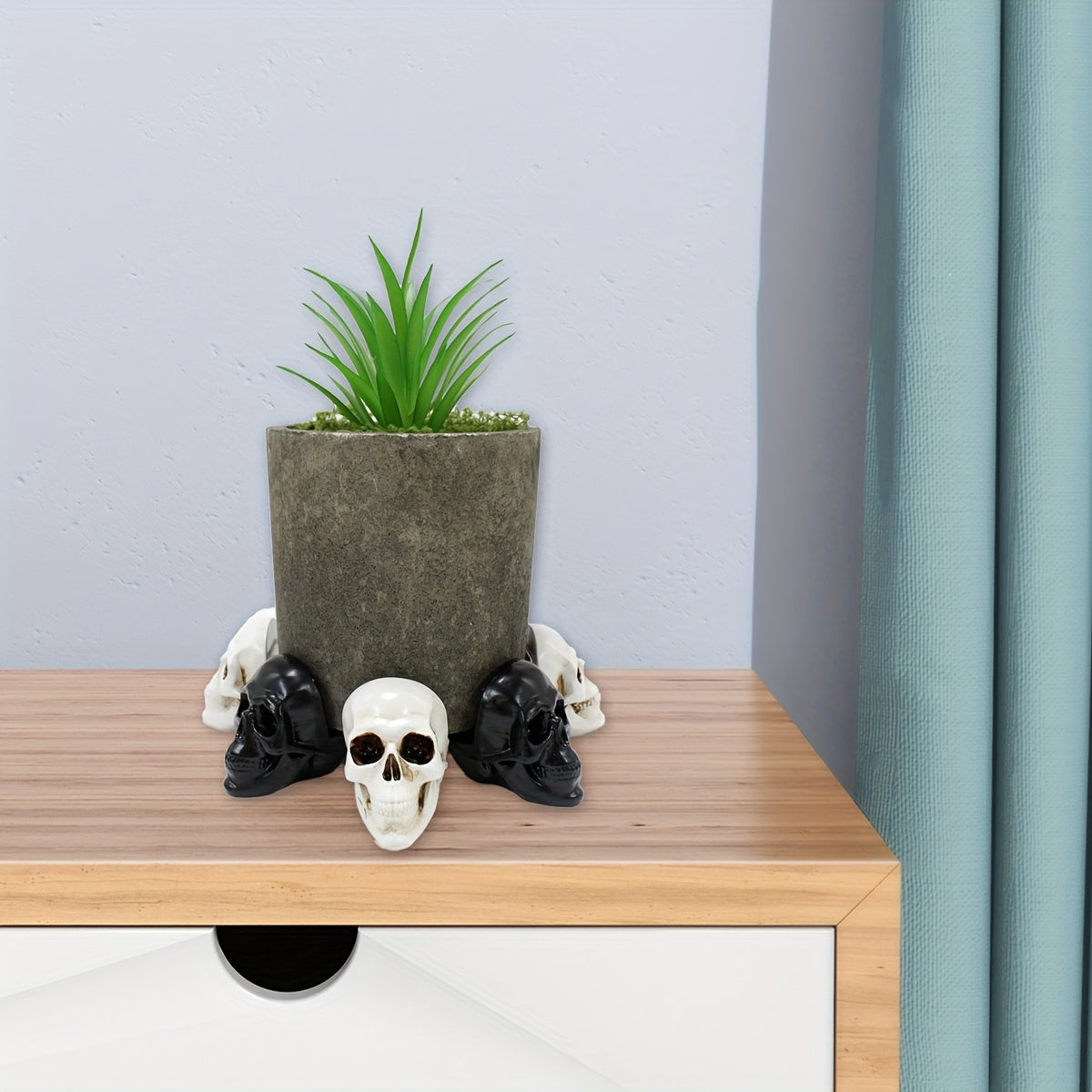 Spooky Skull Resin Planter Set Of 6 - Halloween Decorative  Skull Planter Pots