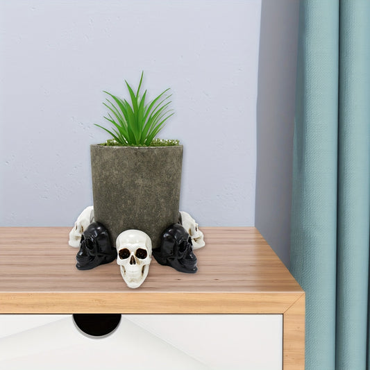 Spooky Skull Resin Planter Set Of 6 - Halloween Decorative  Skull Planter Pots