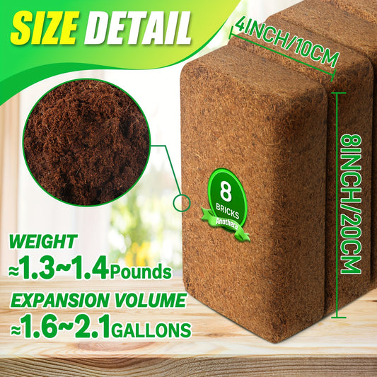 2/3/4/6/8-Pack Coco Coir 650gm Bricks - Coco Coir for Plants & Gardening, Coconut Fiber Potting Mix