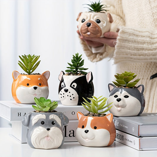 Ceramic Cartoon Animal Plant Pots - Cute Dog Series