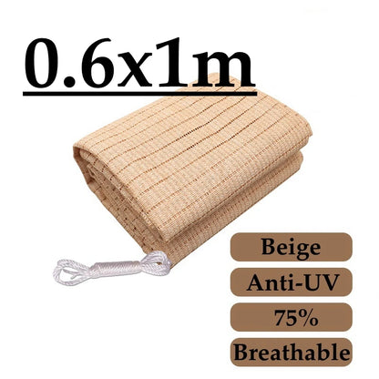 4 Pin Beige Sunshade Net Breathable Anti-UV 75% Shading