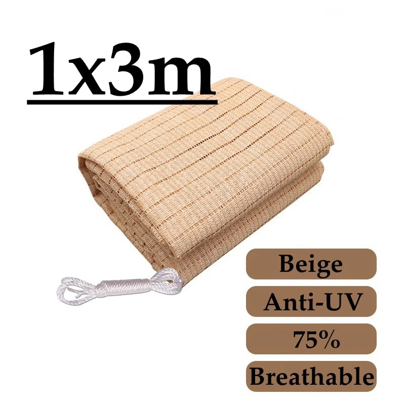 4 Pin Beige Sunshade Net Breathable Anti-UV 75% Shading