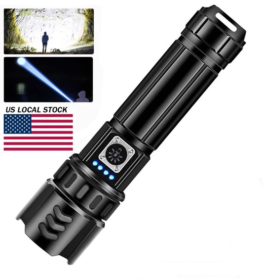 XHP70 LED Flashlight with Built-In Power Bank – 3000mAh Rechargeable