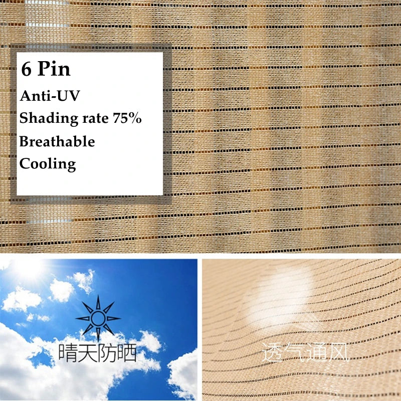 4 Pin Beige Sunshade Net Breathable Anti-UV 75% Shading