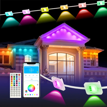 IP67 Waterproof Outdoor LED String Lights 5054RGB Addressable 24V DC 30M RGB PVC Lamp Body App for Garden/Party Decor