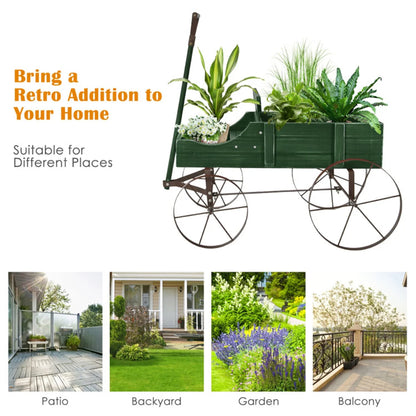 Small Decorative Wagon Cart with Green Planting Pot