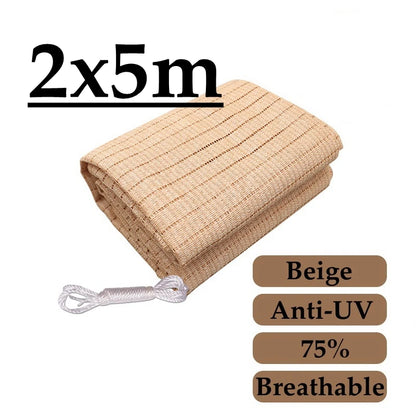 4 Pin Beige Sunshade Net Breathable Anti-UV 75% Shading