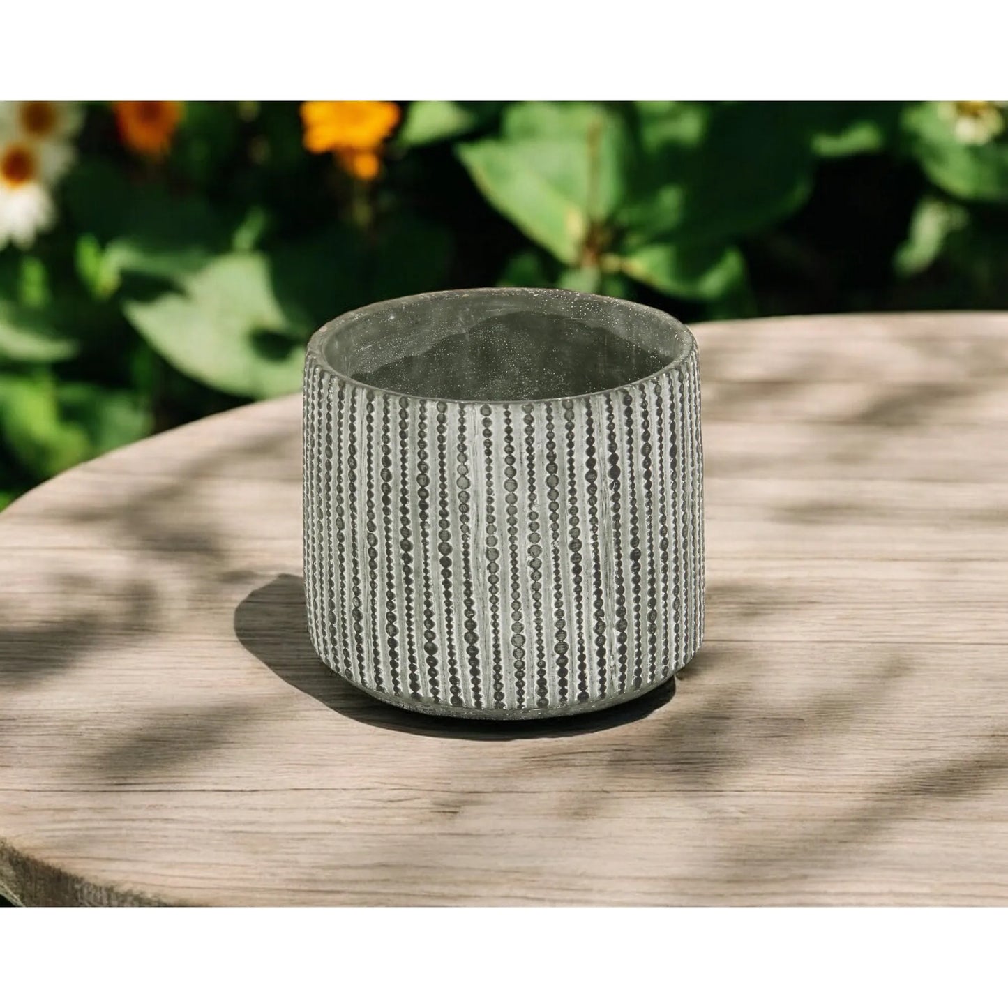 HMS 7\" Eco-Friendly Large Round Planter Gray Dot Cement with Self-Watering Feature