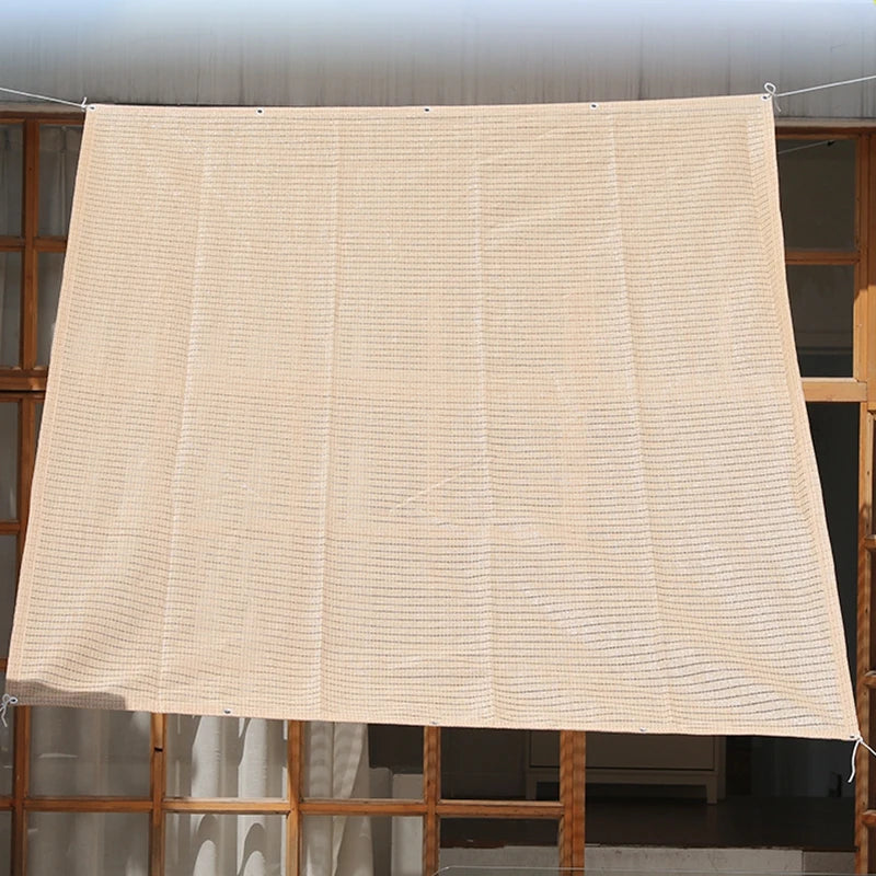 4 Pin Beige Sunshade Net Breathable Anti-UV 75% Shading