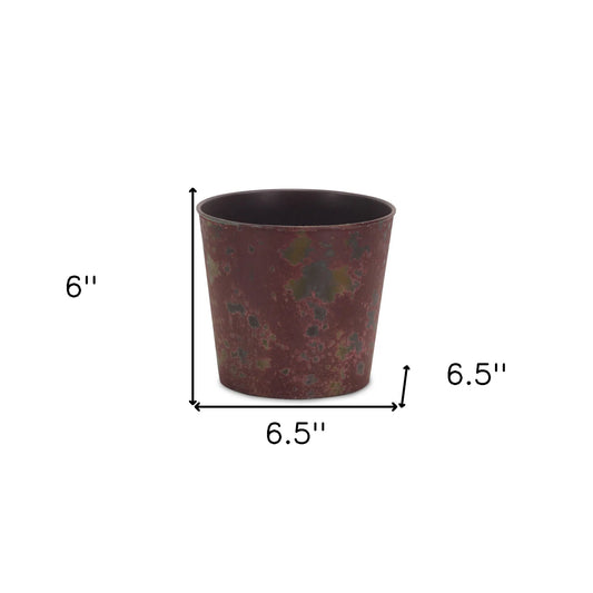 7"  Red Glazed Recycled Plastic Pot