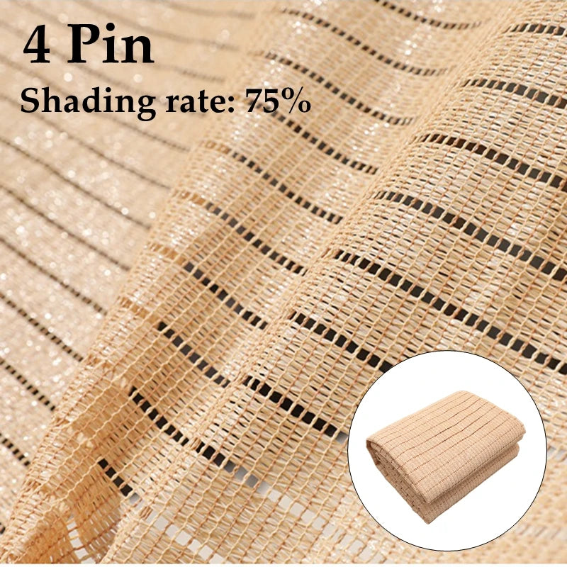 4 Pin Beige Sunshade Net Breathable Anti-UV 75% Shading