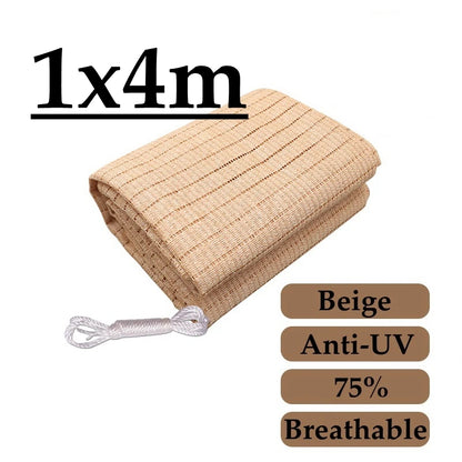 4 Pin Beige Sunshade Net Breathable Anti-UV 75% Shading