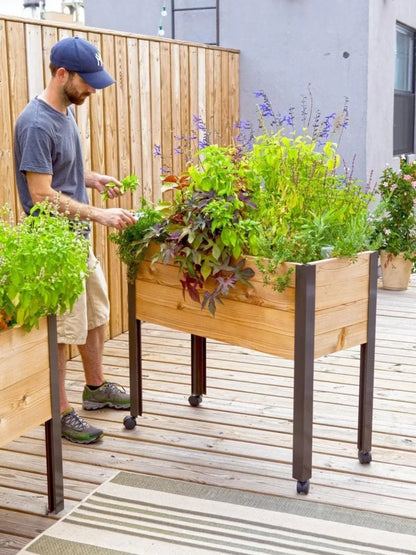 Elevated Cedar Planter Box with Wheels