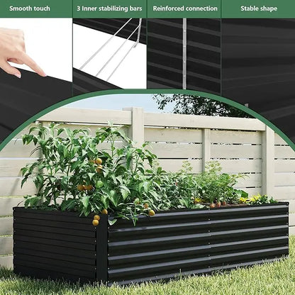 4pcs 8x4x2ft Galvanized Raised Garden Bed