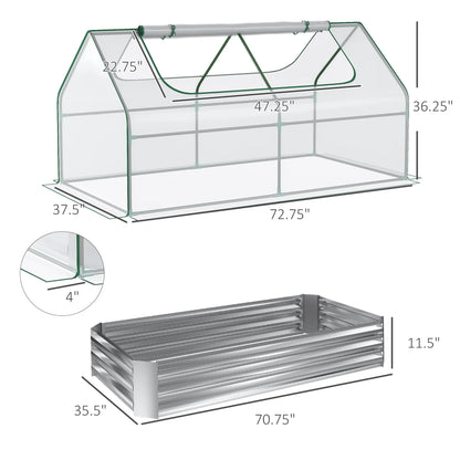 Steel Raised Garden Bed Planter Box Kit with Greenhouse, for Dual Use