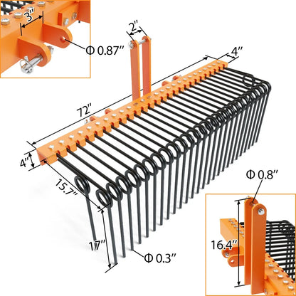 72 Inch- 3 Point Landscape Rake, Tractor attachment