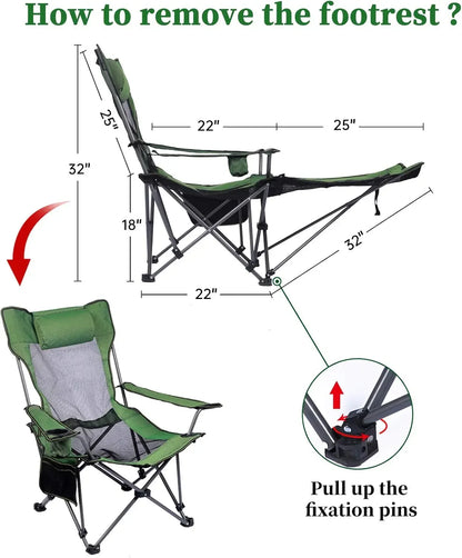 Camping Lounge Chair with Footrest,Headrest & Storage Bag