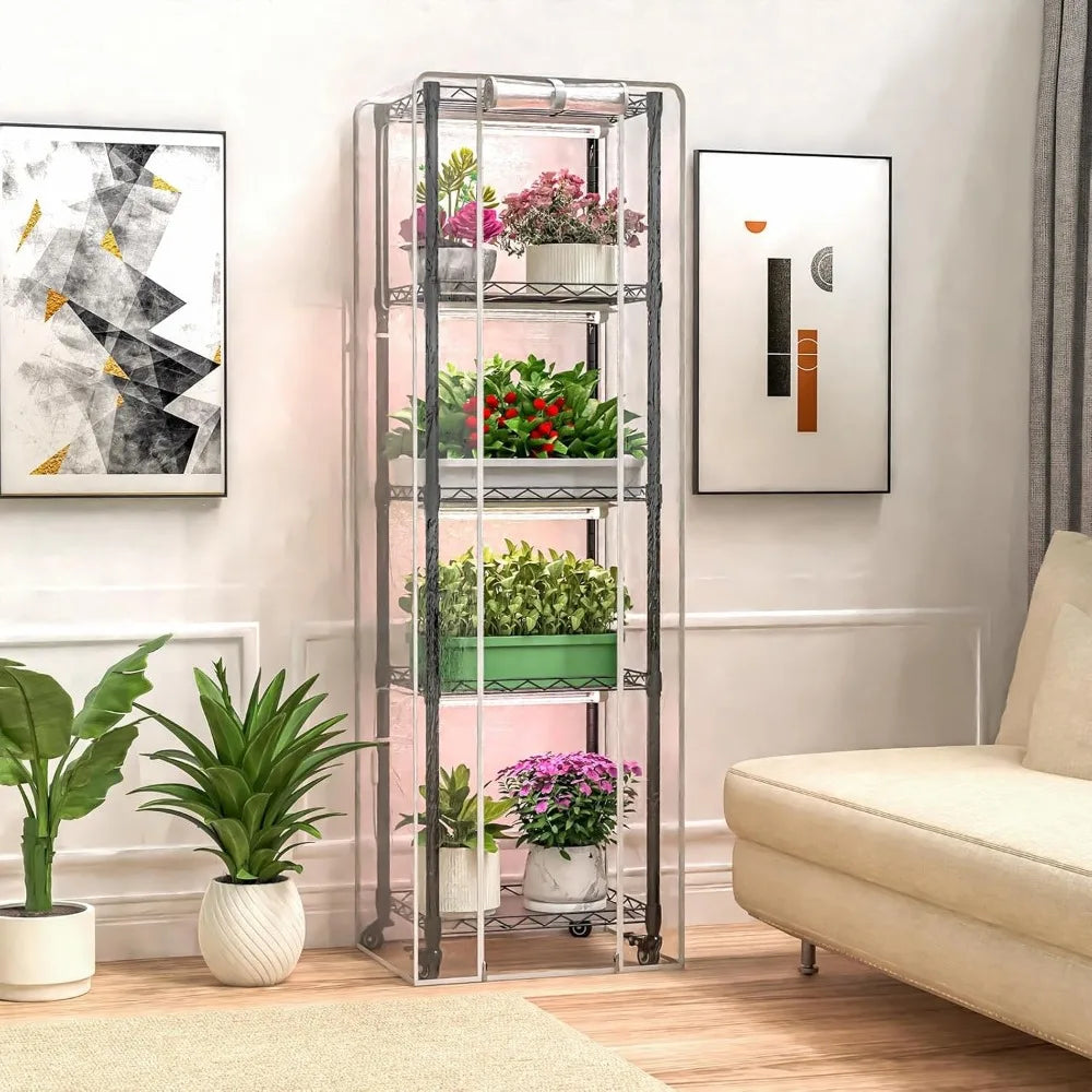 5-Tier Indoor Greenhouse with 40W Full Spectrum Grow Lights