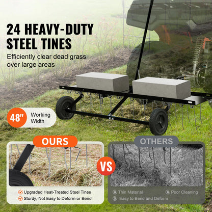 Tow Behind Dethatcher 48in  with 24 Spring Steel Tines