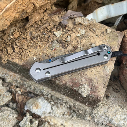 Chris Reeve Damascus Steel Hunting Folding Knife with Clip