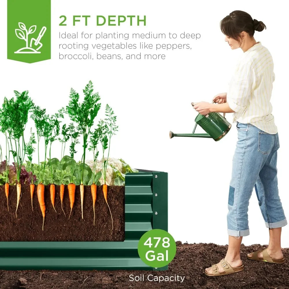 Green Metal Raised Garden Bed  8ftx4ftx2ft