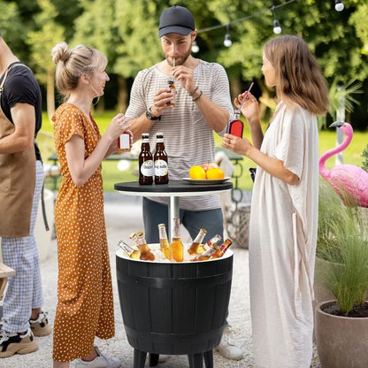 10‑Gallon Black Ice Bucket Side Table — Outdoor Beverage Cooler