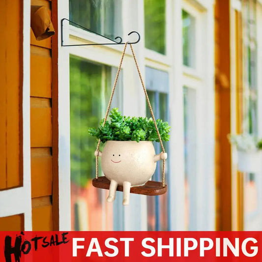 Smiling Face Resin Wall Planter — Perfect for String of Pearls