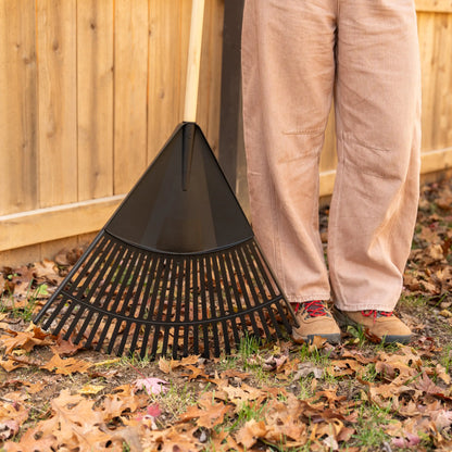 24 inchs Poly Leaf Rake With Wood Handle