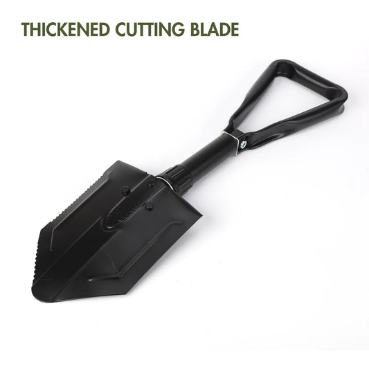 Heavy Duty Foldable Steel Shovel Serrated Edge Locking Mechanism Lightweight Portable Compact Design Essential Survival Gear