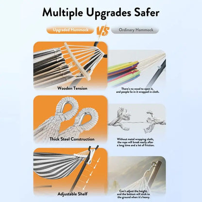 Gyroor Hammock with Adjustable Stand- Stylish Hammock Bed w/Storage Bag, 600lb Capacity