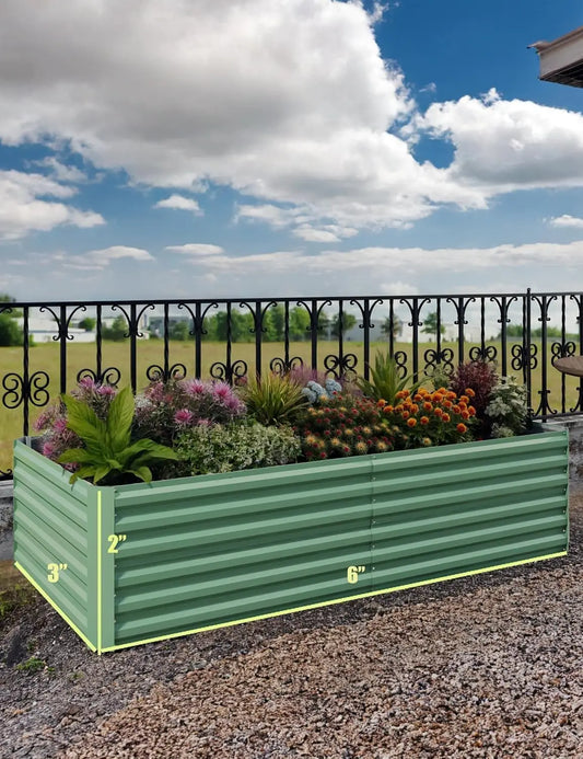 8x4x2ft Green Galvanized Raised Garden Bed