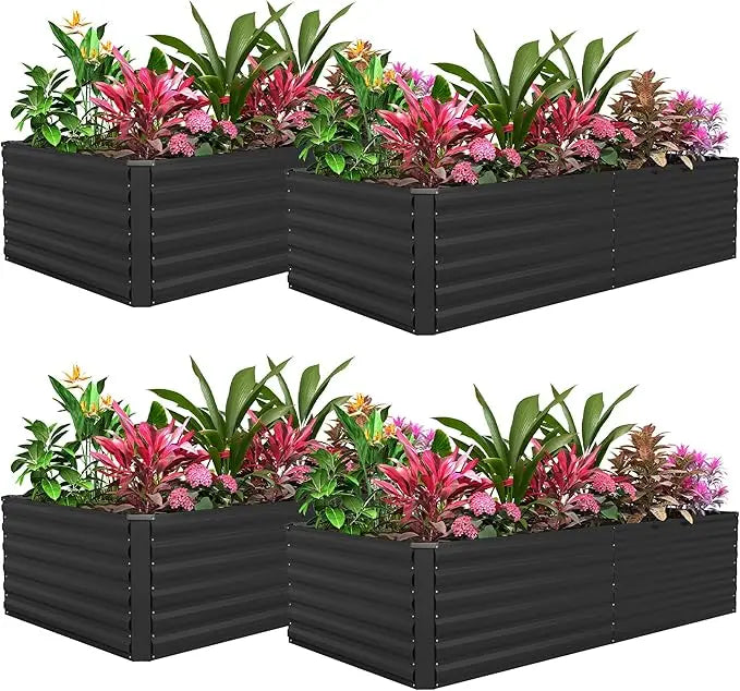 4pcs 8x4x2ft Galvanized Raised Garden Bed