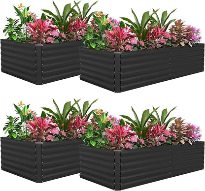 4pcs 8x4x2ft Galvanized Raised Garden Bed