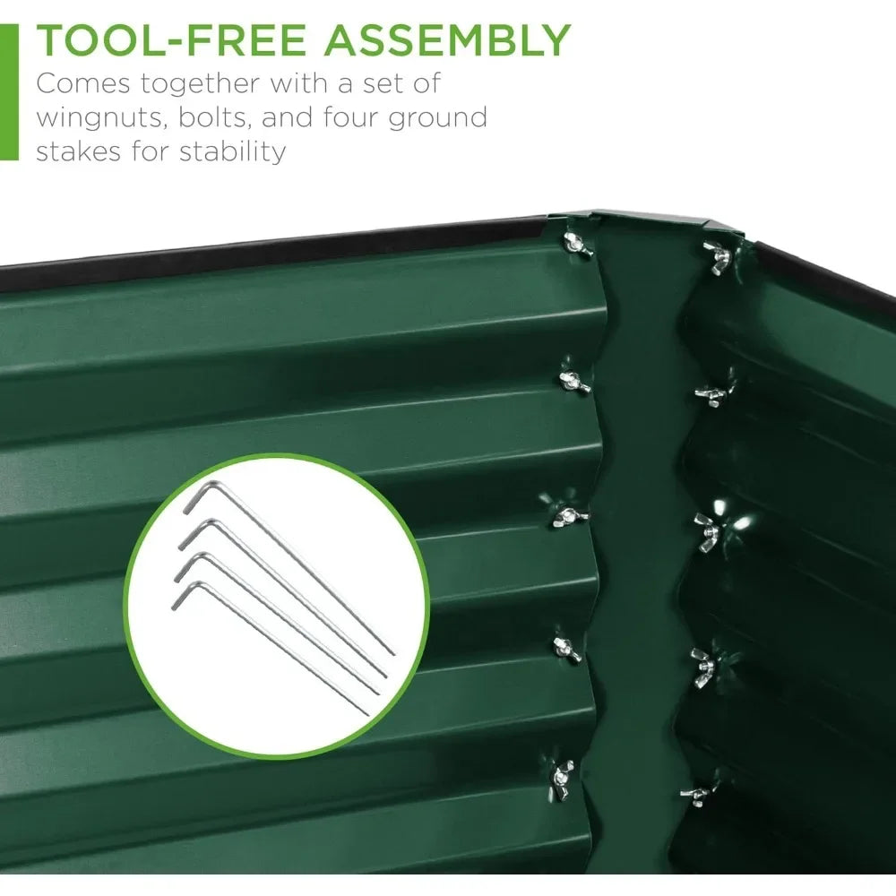 Green Metal Raised Garden Bed  8ftx4ftx2ft