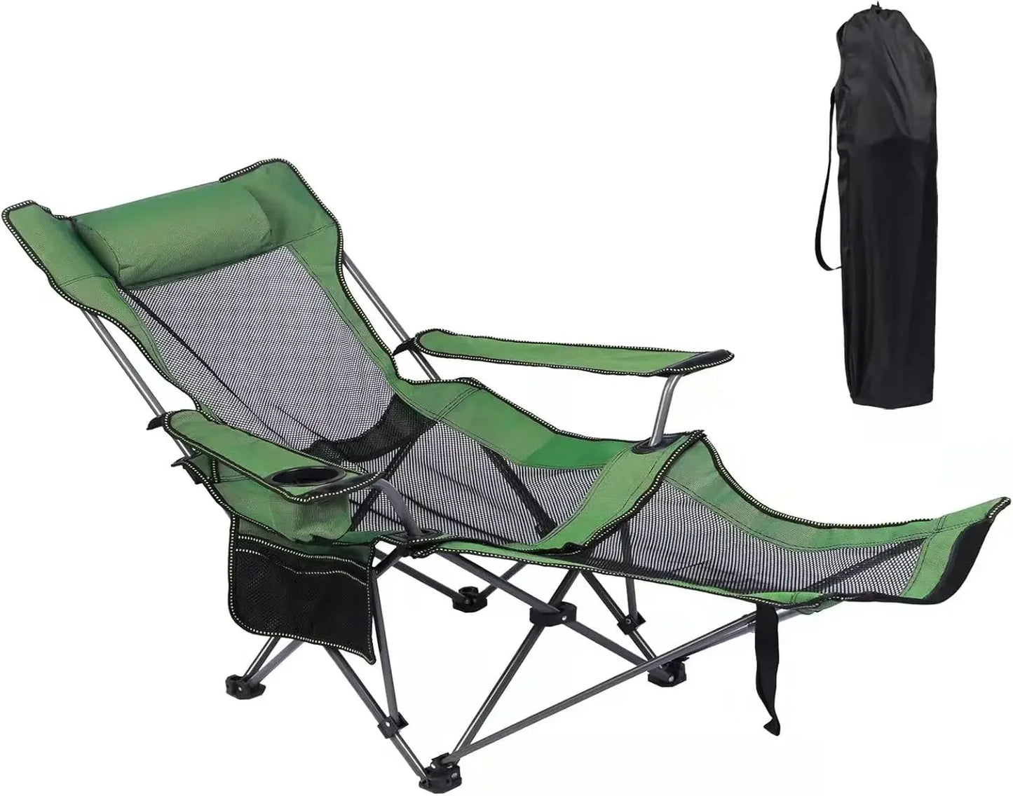 Camping Lounge Chair with Footrest,Headrest & Storage Bag