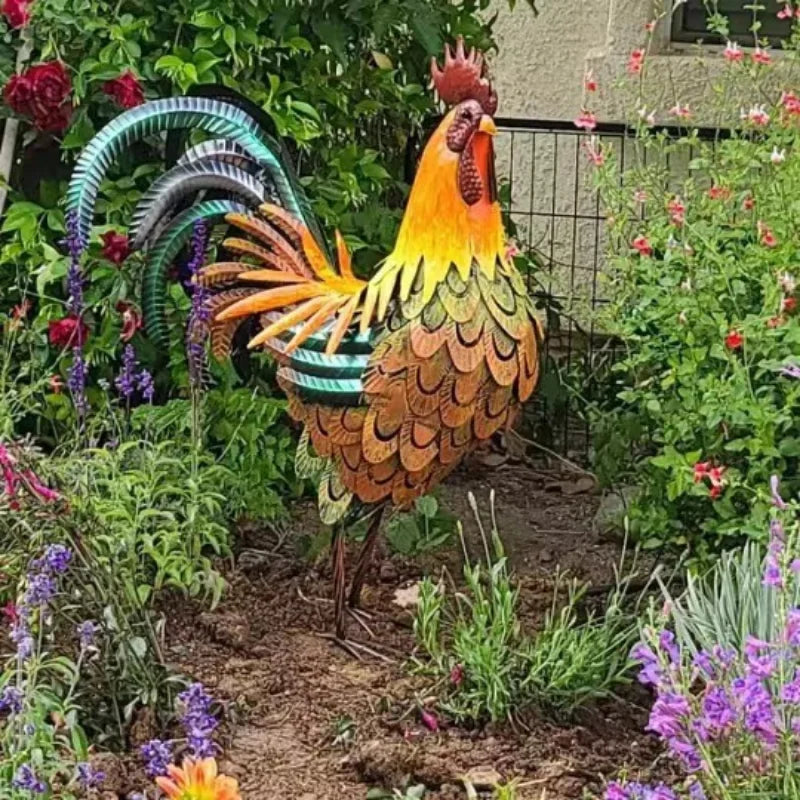 Bring rustic charm and personality to your home or garden with this Metal Iron Rooster Garden Sculpture 🐓