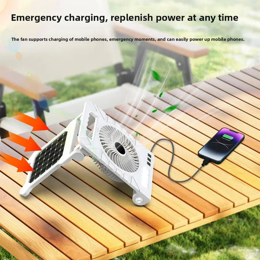 Camping Fan: 3-in-1 Handheld Fan, LED Light & Power Bank | Rechargeable Portable Fan
