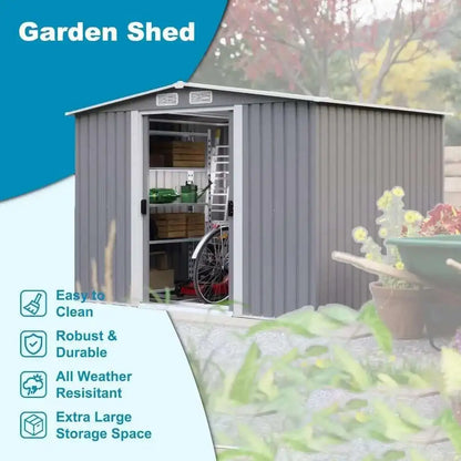 6Ft X 8Ft Metal Storage Shed-Compact and Solid Protection