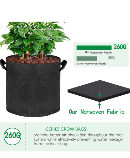 5‑Pack Grow Bags — Aeration Fabric Pots with Handles