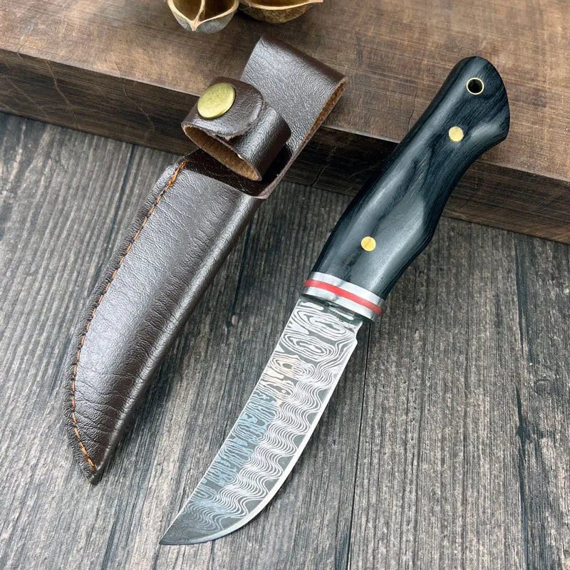 Wooden Handle Stainless Steel Sharp Multifunctional Knife with Protective Cover