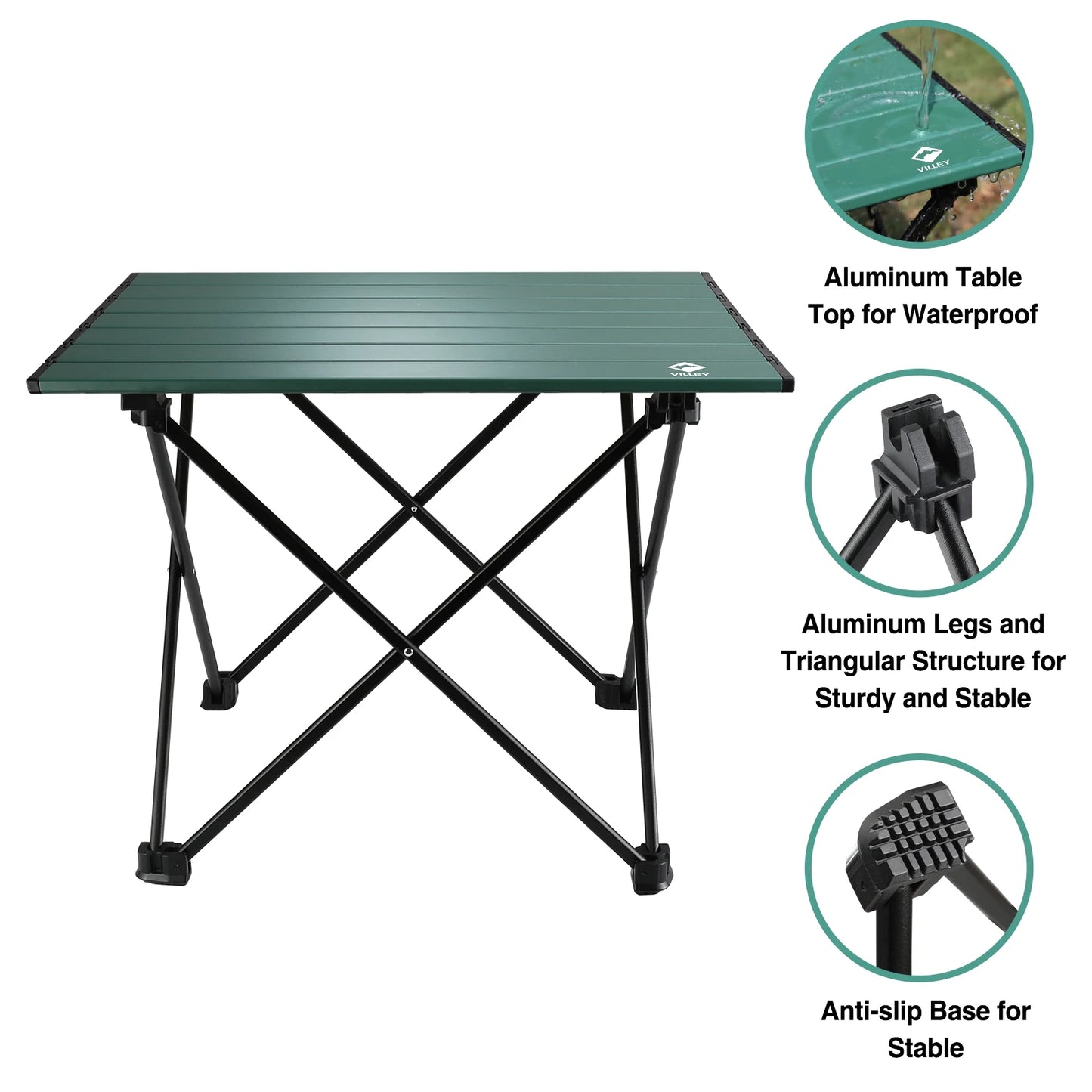 Portable Camping Side Table, Ultralight Aluminum Folding Table with Carry Bag