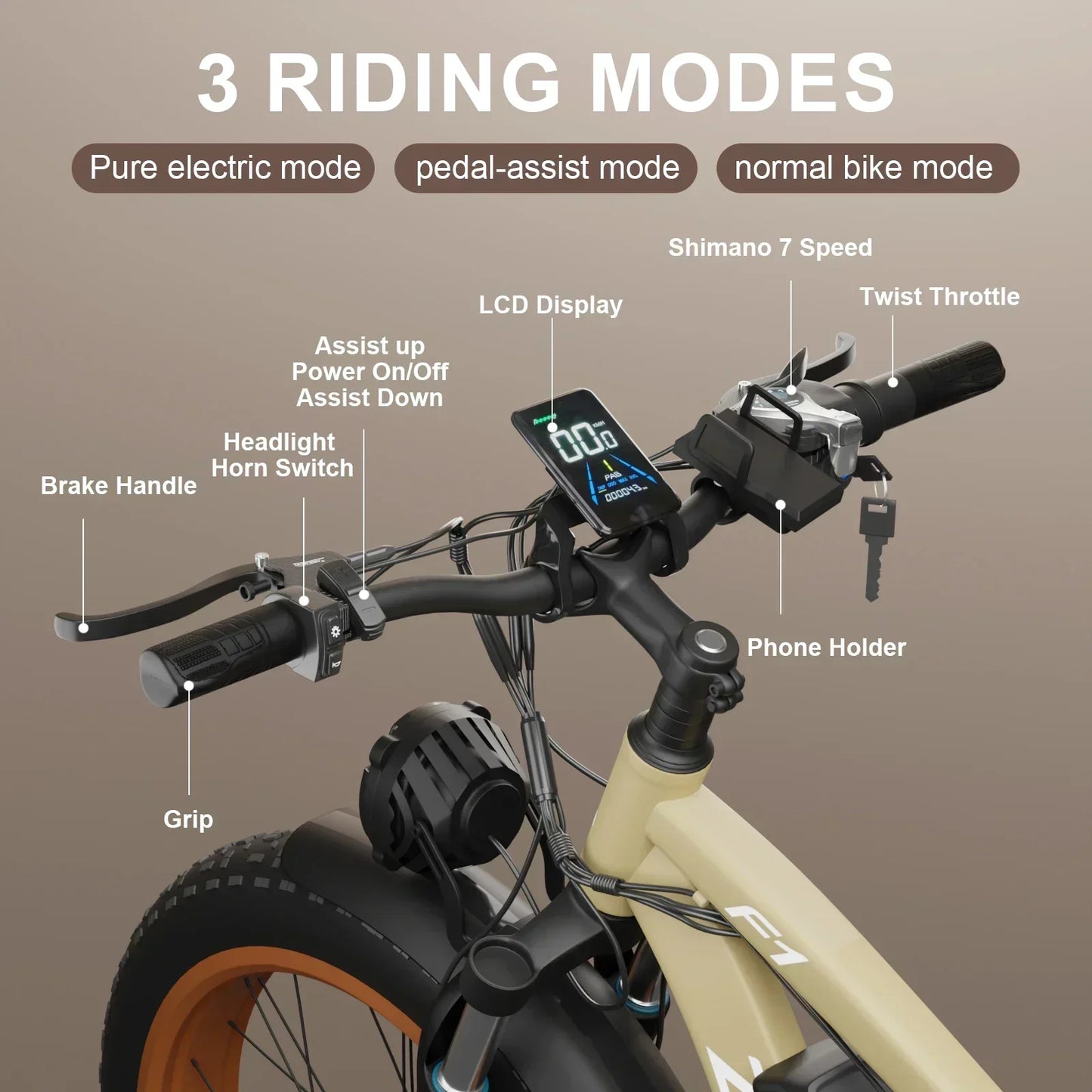 The F1 2000w dual motor 48v Electric bike is built for the backroads.  Power you can count on, mile after mile.