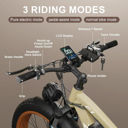 The F1 2000w dual motor 48v Electric bike is built for the backroads.  Power you can count on, mile after mile.